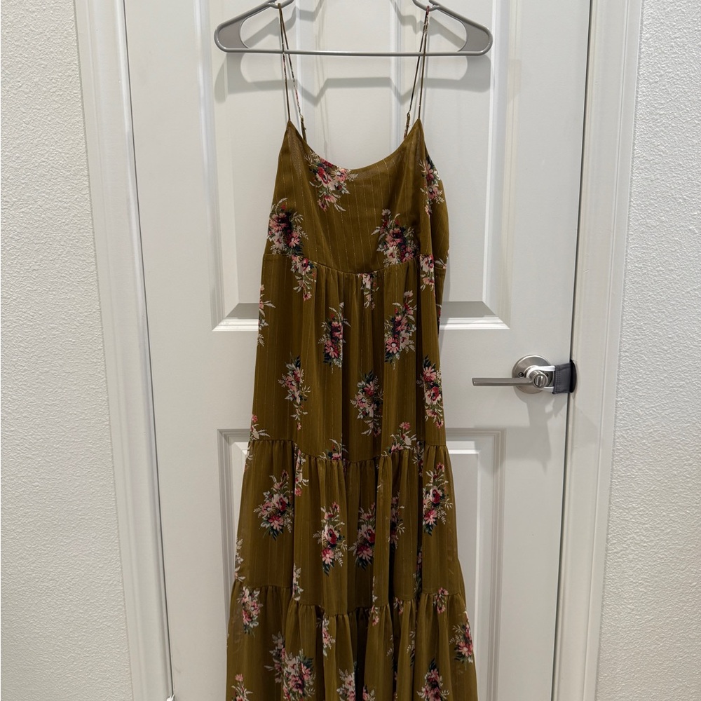 Floral Olive Maxi Dress